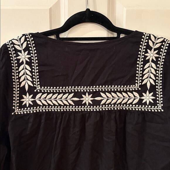 J. Crew Voile Embroidered Black with White Blouse Size S - Picture 10 of 11